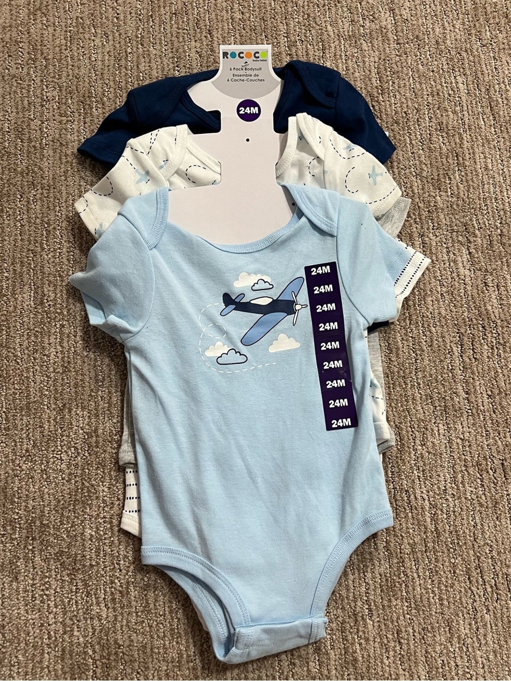 6 pack Rococo bodysuits- 24M